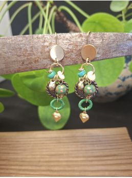 Boucles d'oreilles Rabat, verte.