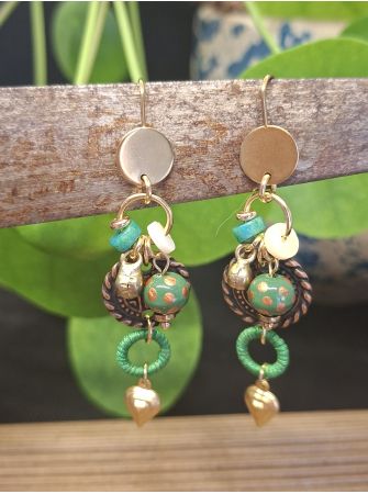Boucles d'oreilles Rabat, verte.