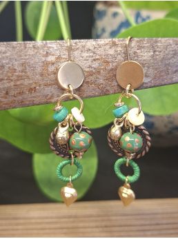 Boucles d'oreilles Rabat, verte.