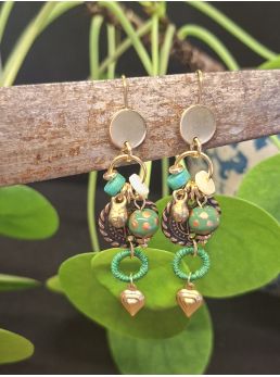 Boucles d'oreilles Rabat, verte.