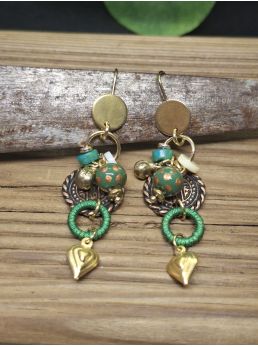 Boucles d'oreilles Rabat, verte.
